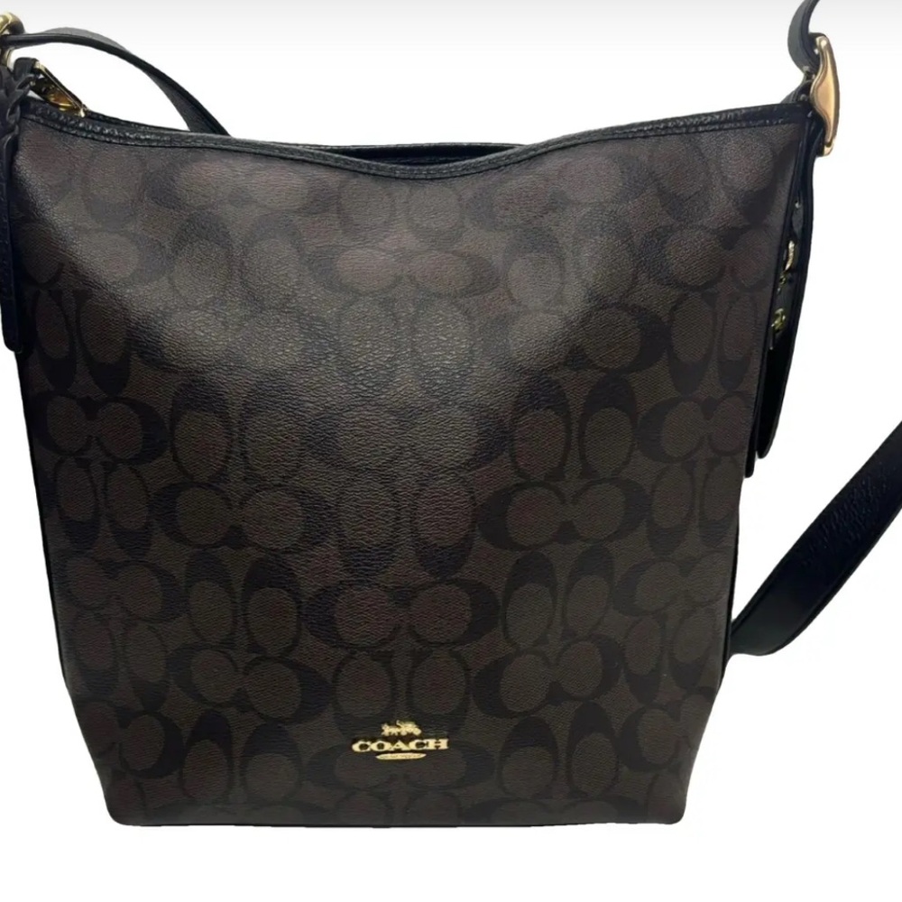 Coach Brown Monogram Crossbody Bag with Gold Hardware